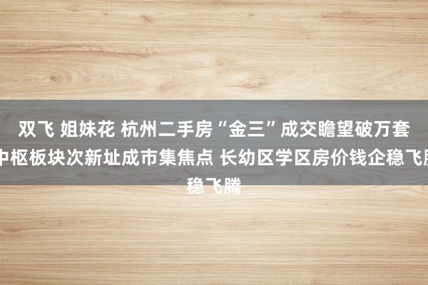 双飞 姐妹花 杭州二手房“金三”成交瞻望破万套 中枢板块次新址成市集焦点 长幼区学区房价钱企稳飞腾