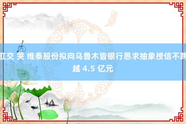 肛交 哭 维泰股份拟向乌鲁木皆银行恳求抽象授信不跨越 4.5 亿元