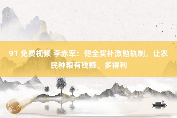 91 免费视频 李赤军：健全奖补激勉轨制，让农民种粮有钱赚、多得利