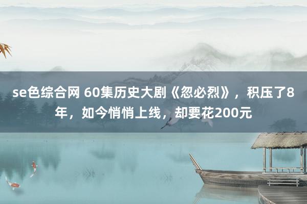 se色综合网 60集历史大剧《忽必烈》，积压了8年，如今悄悄上线，却要花200元