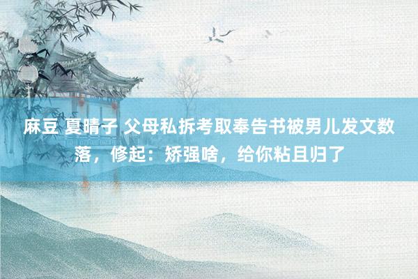 麻豆 夏晴子 父母私拆考取奉告书被男儿发文数落，修起：矫强啥，给你粘且归了