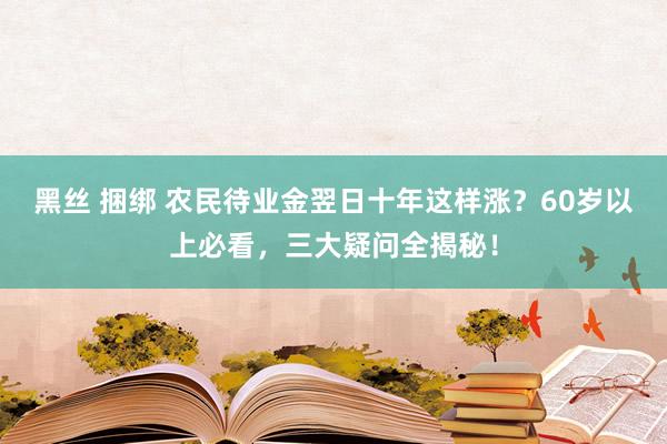 黑丝 捆绑 农民待业金翌日十年这样涨？60岁以上必看，三大疑问全揭秘！