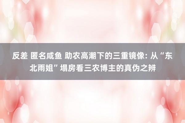 反差 匿名咸鱼 助农高潮下的三重镜像: 从“东北雨姐”塌房看三农博主的真伪之辨