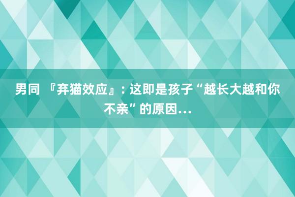 男同 『弃猫效应』: 这即是孩子“越长大越和你不亲”的原因…