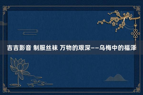吉吉影音 制服丝袜 万物的艰深——乌梅中的福泽